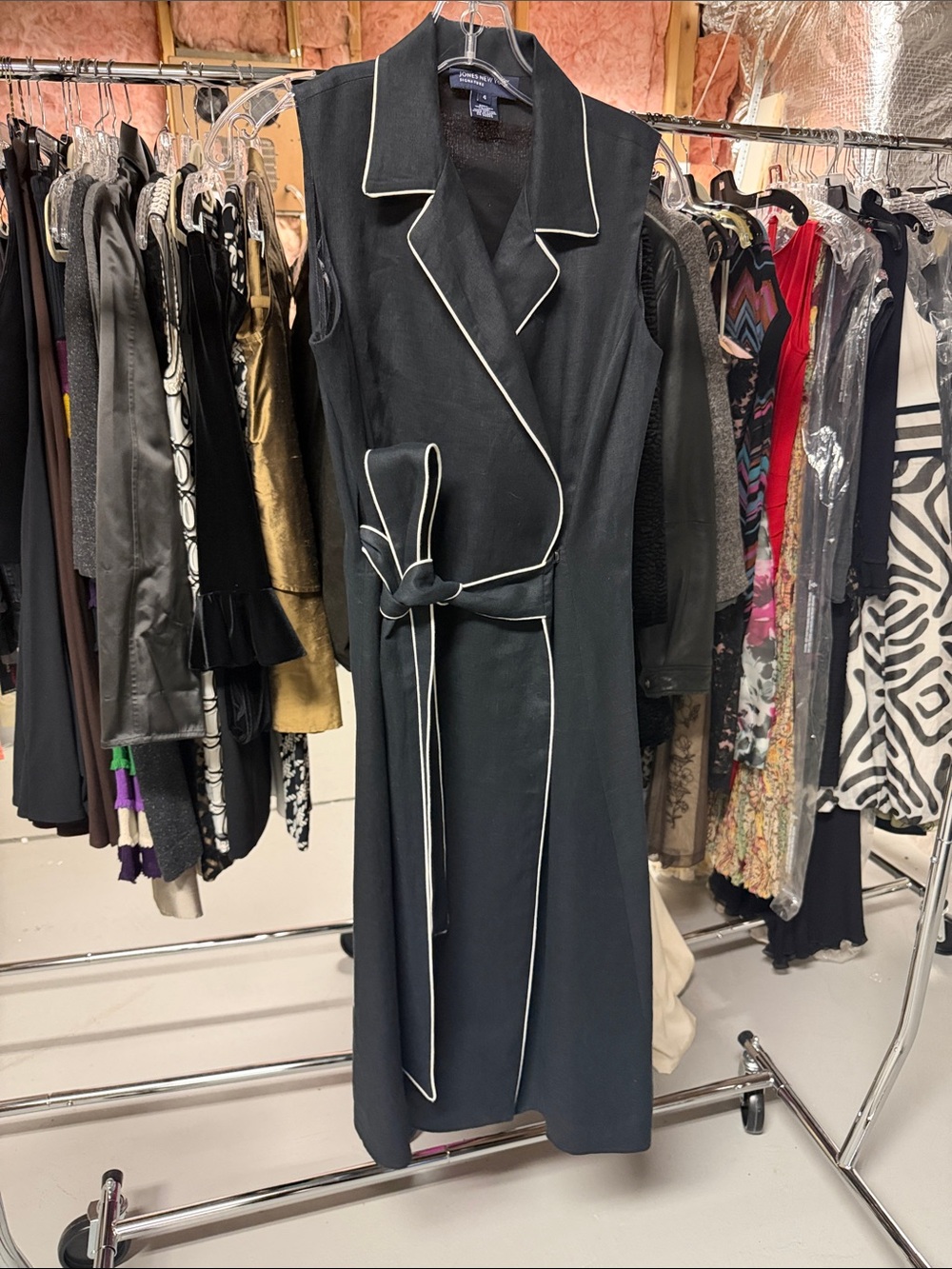 Jones New York Signature black sleeveless midi wrap dress
